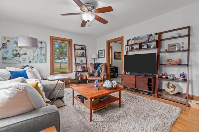 W13491 Reeds Corners Rd, Ripon, WI 54971 - living room with wood finished floors and a ceiling fan