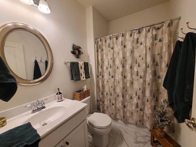 609 Cadence Cir, Lake Geneva, WI 53147 - full bathroom with marble finish flooring, toilet, vanity, and shower / tub combo