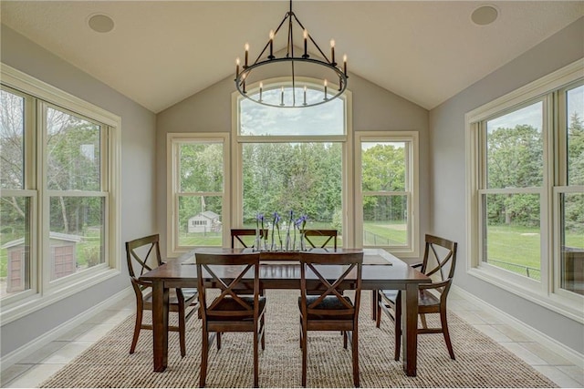 278 Saint Annes Pkwy, Hudson, WI 54016 - sunroom with healthy amount of natural light, vaulted ceiling, and a chandelier