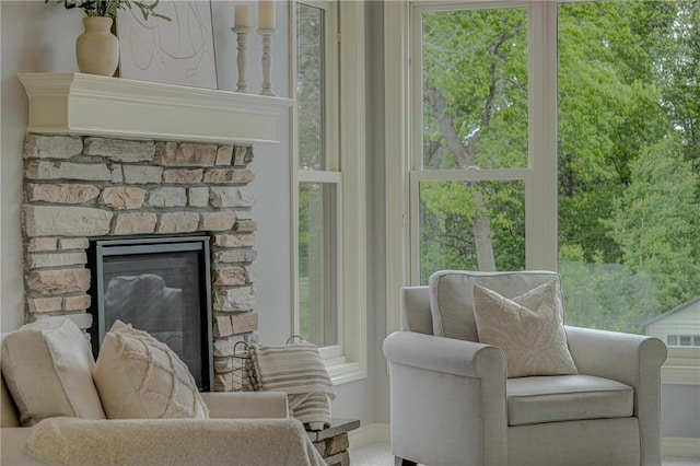 278 Saint Annes Pkwy, Hudson, WI 54016 - sitting room featuring a stone fireplace
