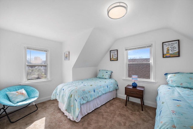 4193 N 19th Pl, Milwaukee, WI 53209 - bedroom featuring lofted ceiling, carpet, and baseboards