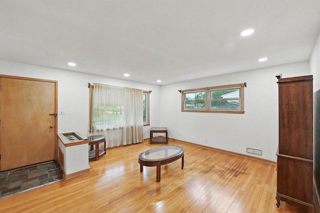 4349 N 80th St, Milwaukee, WI 53222 - living area with light wood finished floors, recessed lighting, and baseboards