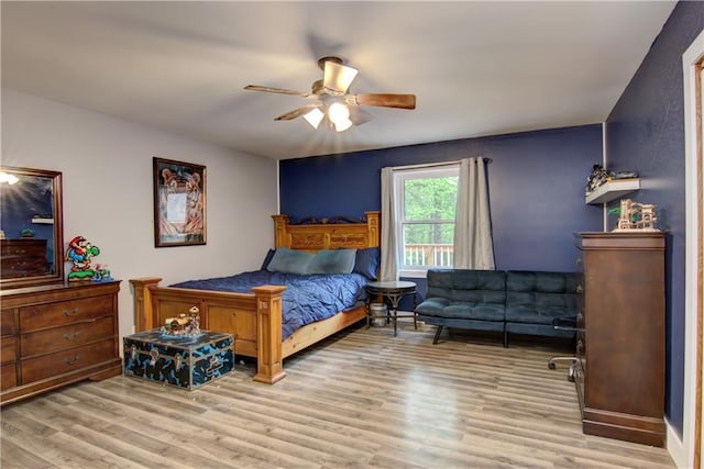 8054 223rd St, Cadott, WI 54727 - bedroom with wood finished floors and ceiling fan