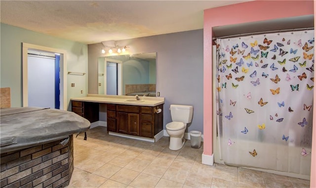 8054 223rd St, Cadott, WI 54727 - full bath featuring toilet, vanity, tile patterned floors, and curtained shower