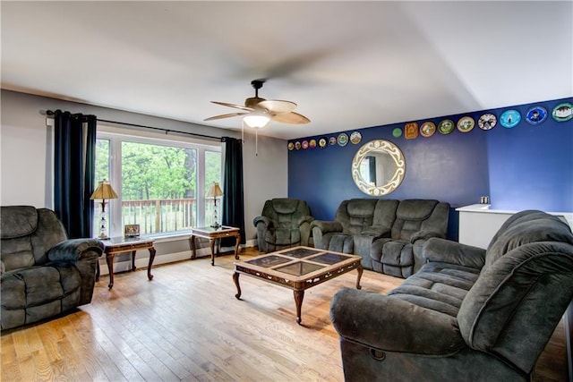 8054 223rd St, Cadott, WI 54727 - living room with wood finished floors and ceiling fan