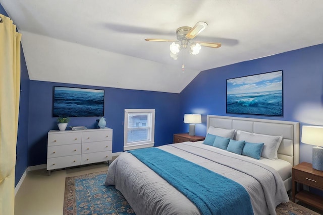 146 S Washington St, Waterloo, WI 53594 - bedroom featuring lofted ceiling, a ceiling fan, and baseboards