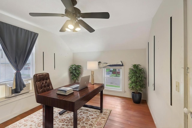 146 S Washington St, Waterloo, WI 53594 - office space featuring healthy amount of natural light, ceiling fan, hardwood / wood-style flooring, and lofted ceiling