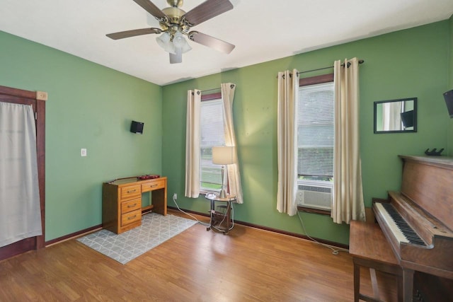 146 S Washington St, Waterloo, WI 53594 - office area with wood finished floors, baseboards, and ceiling fan