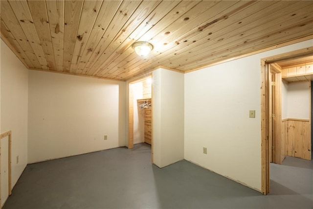 10790 Beal Ave, Hayward, WI 54843 - unfurnished room with finished concrete floors and wooden ceiling