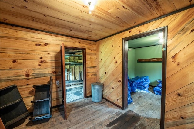 10790 Beal Ave, Hayward, WI 54843 - interior space featuring wooden ceiling, hardwood / wood-style floors, and wooden walls