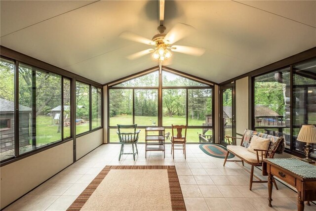 10790 Beal Ave, Hayward, WI 54843 - sunroom with ceiling fan and lofted ceiling