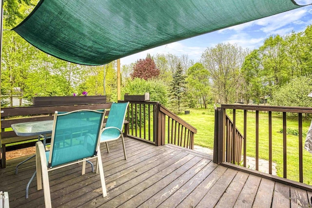 25 E 1st St, Clintonville, WI 54929 - wooden terrace featuring a yard and view of scattered trees