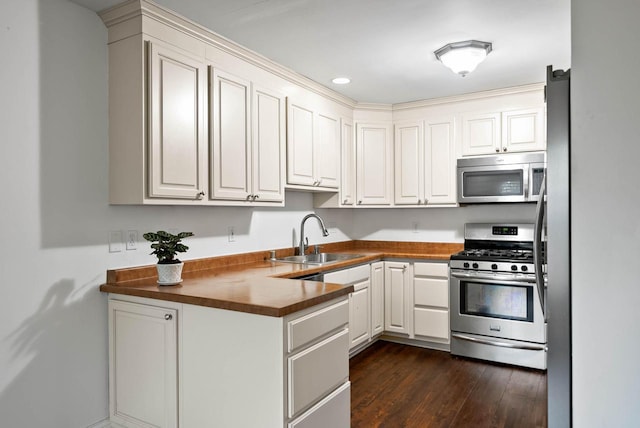 483 W S St Unit A, Lake Geneva, WI 53147 - kitchen featuring stainless steel appliances, a sink, dark wood-style floors, and recessed lighting