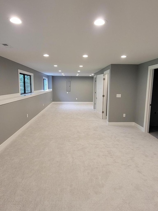 9435 402nd Ave, Genoa City, WI 53128 - basement with recessed lighting, light colored carpet, and baseboards