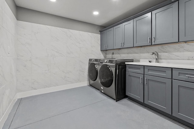 9435 402nd Ave, Genoa City, WI 53128 - washroom featuring separate washer and dryer, cabinet space, and recessed lighting