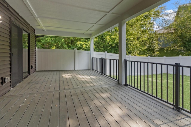 9435 402nd Ave, Genoa City, WI 53128 - wooden terrace featuring a fenced backyard