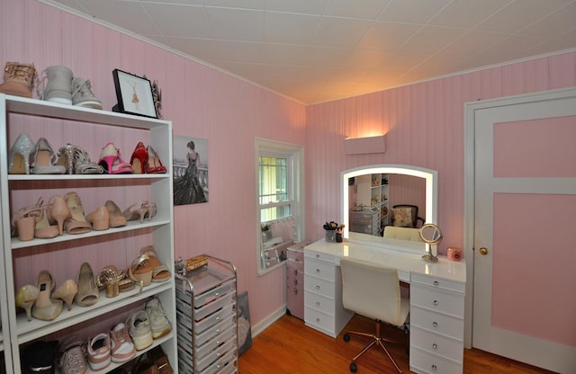 3524 Washington Ave, Racine, WI 53402 - office space with ornamental molding, wood finished floors, and built in study area