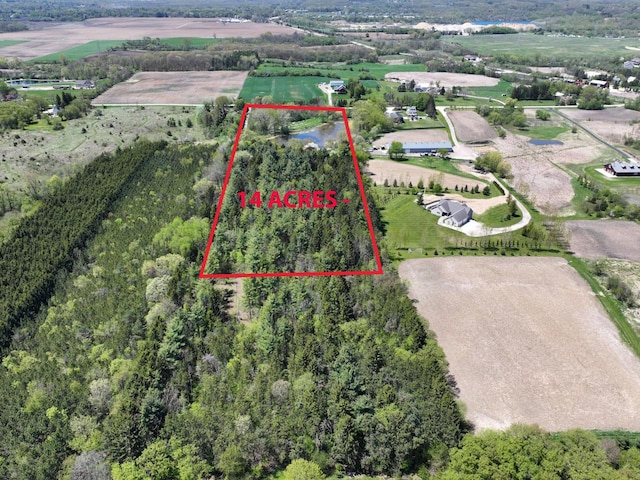 W207S8686 Hillendale Dr, Muskego, WI 53150 - overview of rural landscape featuring property boundaries highlighted
