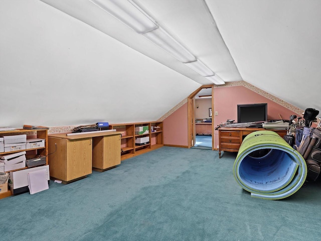 1530 Utah St, Watertown, WI 53094 - home office with carpet and vaulted ceiling