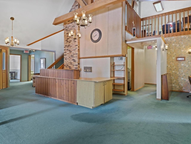 1530 Utah St, Watertown, WI 53094 - reception area featuring a chandelier, high vaulted ceiling, and stairway