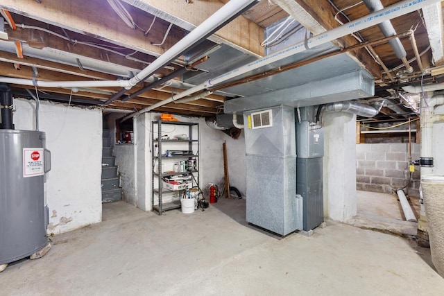 254 Mill St, Algoma, WI 54201 - unfinished below grade area with water heater and heating unit