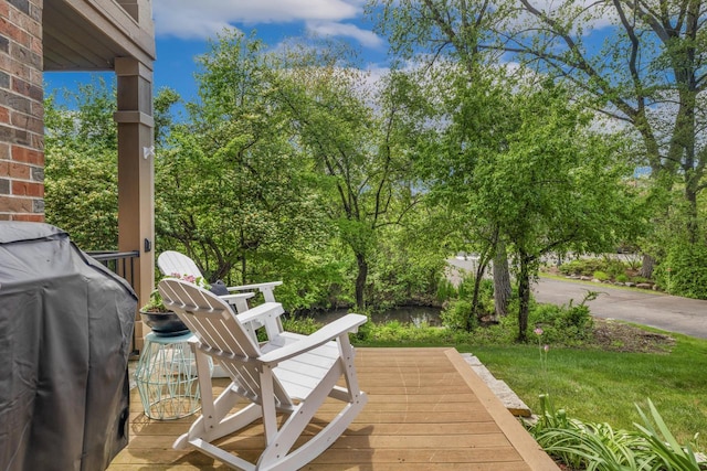 18 Abbey Villas Cir Unit G, Fontana, WI 53125 - wooden deck featuring a grill