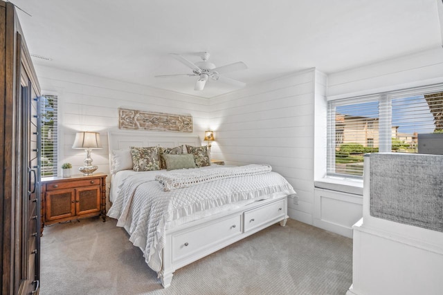 18 Abbey Villas Cir Unit G, Fontana, WI 53125 - bedroom featuring light colored carpet and ceiling fan