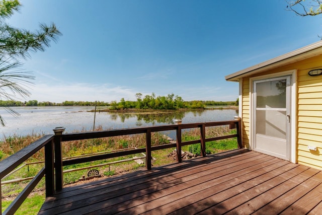 W6641 N Lakeshore Dr, Elkhorn, WI 53121 - wooden deck with a water view
