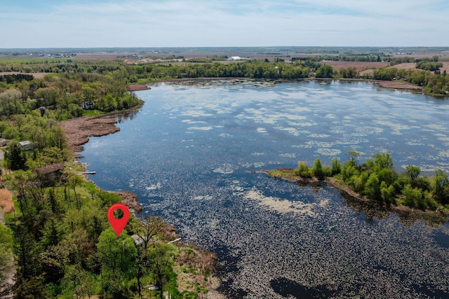 W6641 N Lakeshore Dr, Elkhorn, WI 53121 - drone / aerial view of a nearby body of water and a heavily wooded area