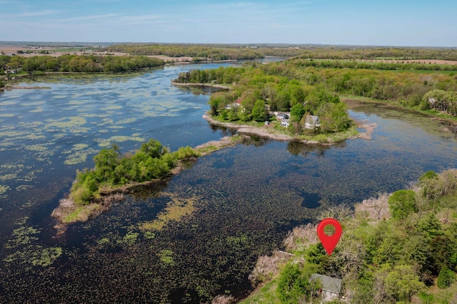W6641 N Lakeshore Dr, Elkhorn, WI 53121 - aerial view of property and surrounding area with a large body of water and a heavily wooded area