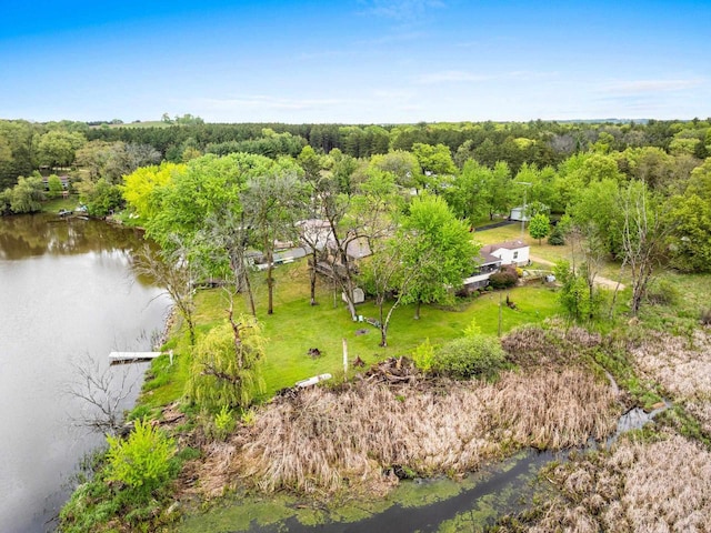 N5101 Lueck Ln, Princeton, WI 54968 - aerial view of property and surrounding area featuring a nearby body of water and a heavily wooded area