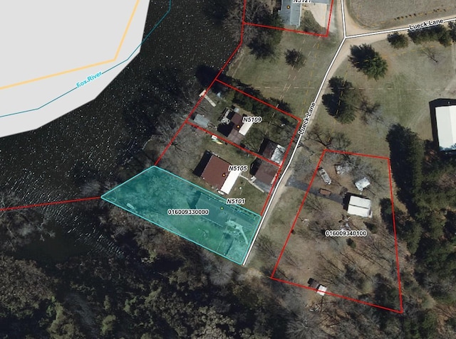 N5101 Lueck Ln, Princeton, WI 54968 - aerial view of property's location with property boundaries highlighted