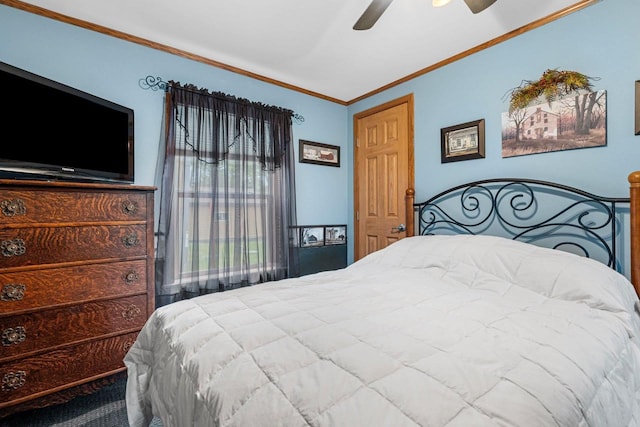 N5101 Lueck Ln, Princeton, WI 54968 - carpeted bedroom with ornamental molding and a ceiling fan