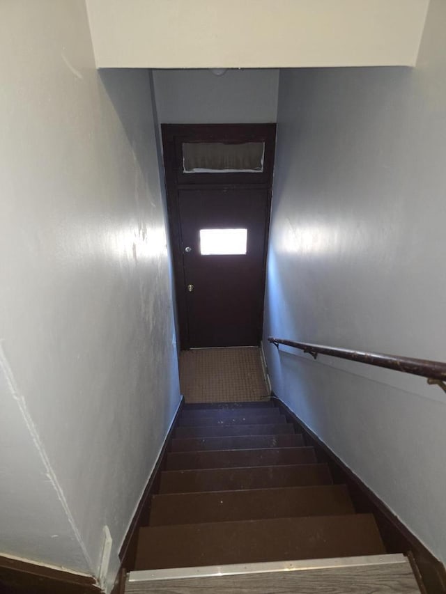945 N Memorial Dr, Racine, WI 53404 - stairway featuring wood finished floors