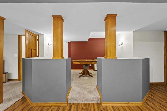 216 Deforest Dr, Kaukauna, WI 54130 - corridor with wood finished floors, baseboards, and ornate columns