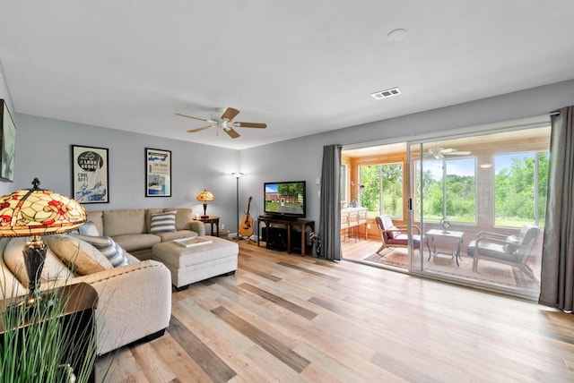 348 County Road B 8, Fontana, WI 53125 - living room with ceiling fan and light wood-type flooring