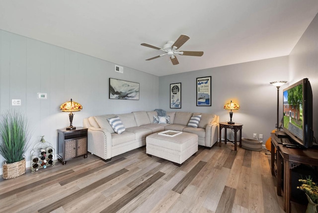 348 County Road B 8, Fontana, WI 53125 - living room with ceiling fan and wood finished floors