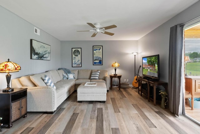348 County Road B 8, Fontana, WI 53125 - living room with ceiling fan and light wood finished floors