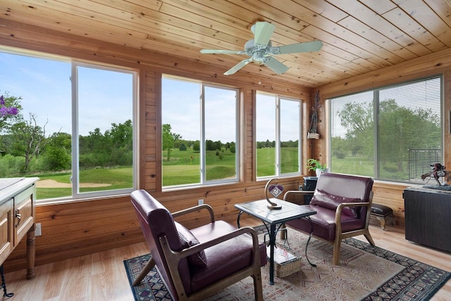348 County Road B 8, Fontana, WI 53125 - sunroom with wooden ceiling, wood finished floors, and wood walls