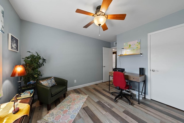 348 County Road B 8, Fontana, WI 53125 - office featuring wood finished floors, a ceiling fan, and baseboards