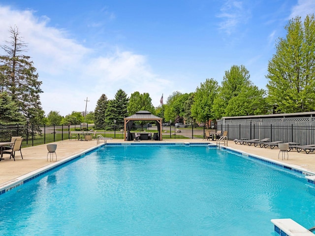 348 County Road B 8, Fontana, WI 53125 - community pool featuring a gazebo, a patio, and view of scattered trees