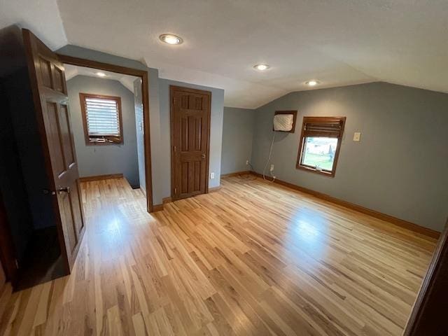 120 Hudson St, Antigo, WI 54409 - bonus room with vaulted ceiling, light wood-type flooring, baseboards, and recessed lighting