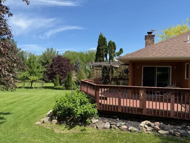 3108 Hawks Haven Trl, Deforest, WI 53532 - view of grassy yard with a wooden deck