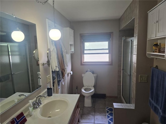 2626 Abbe Hill Dr, Eau Claire, WI 54703 - full bath with toilet, vanity, tile patterned floors, and a shower stall