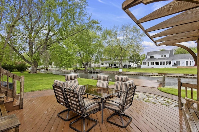 2104 Hazel St, Oshkosh, WI 54901 - wooden terrace with a water view and a yard