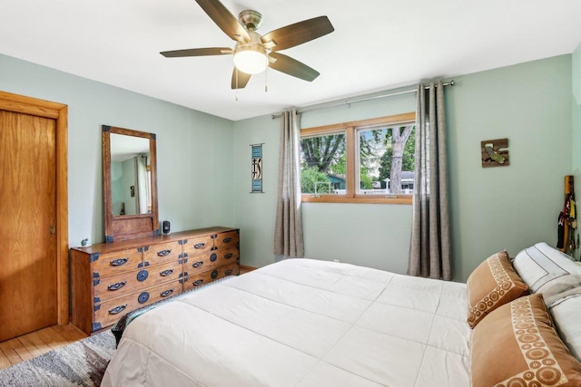 4912 Schofield St, Monona, WI 53716 - bedroom with wood finished floors and ceiling fan