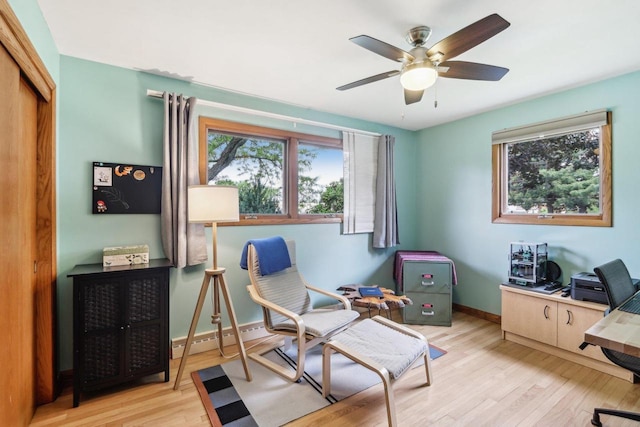 4912 Schofield St, Monona, WI 53716 - office space with healthy amount of natural light, ceiling fan, light wood-type flooring, and baseboard heating