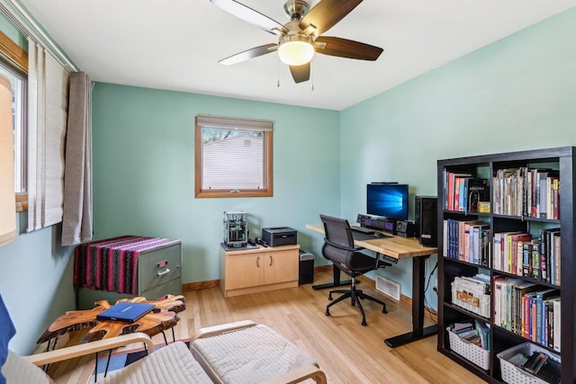 4912 Schofield St, Monona, WI 53716 - office space featuring light wood finished floors, ceiling fan, and baseboards