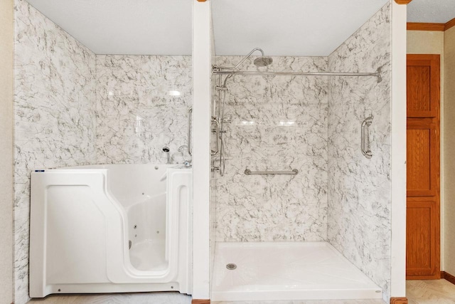 11253 State Highway 71, Sparta, WI 54656 - bathroom featuring a shower stall and a jetted tub