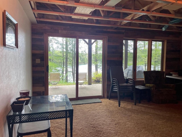 17235 Little Archibald Rd, Townsend, WI 54175 - office featuring wooden walls and carpet floors